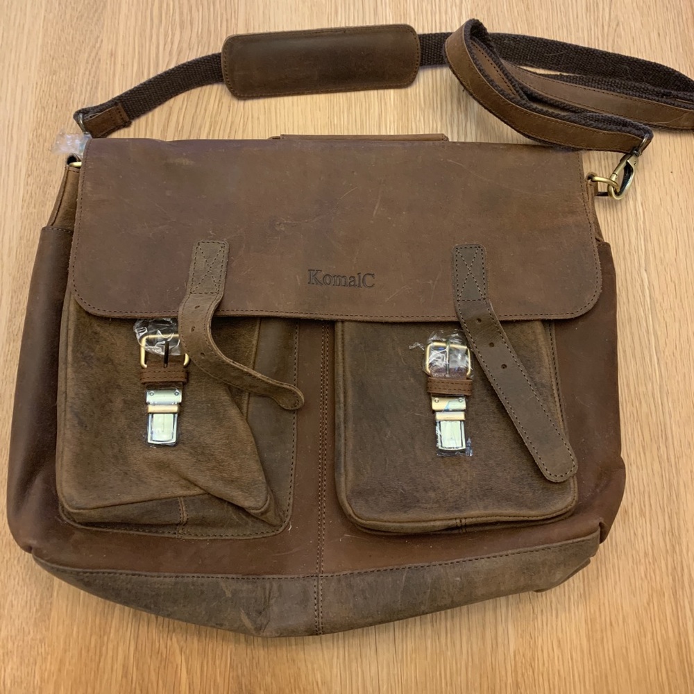 15inch KomalC retro leather laptop messenger bag